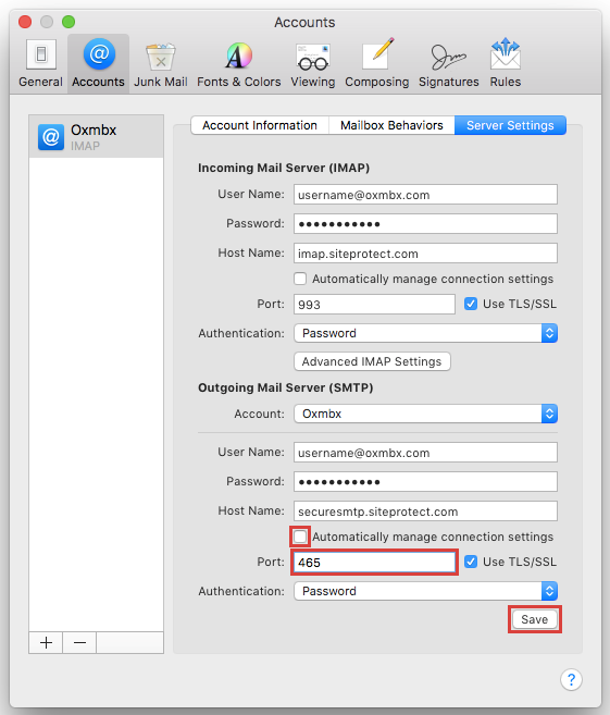 spectrum email settings for mac