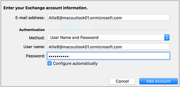 outlook 2016 for mac add office 365 account
