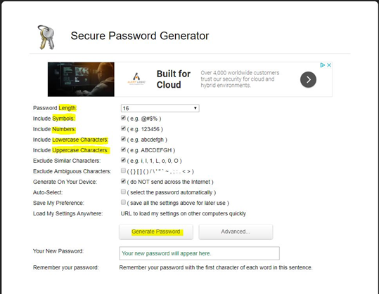 randon passwords