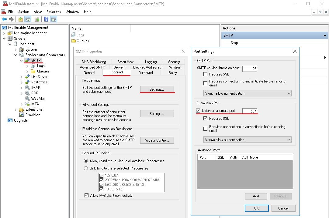 How To Enable Smtp Service For Port 587 In MailEnable Hostway Help Center