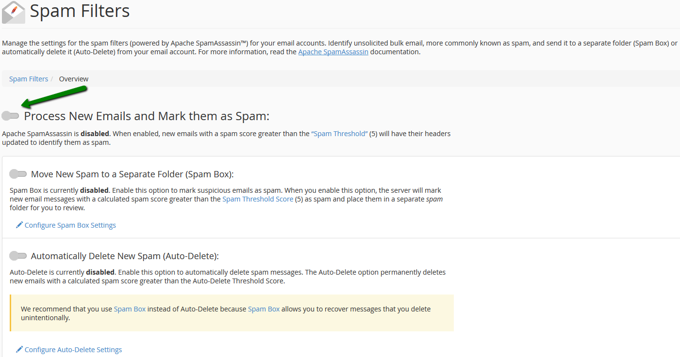 cpanel configuring spamassassin to analyze content